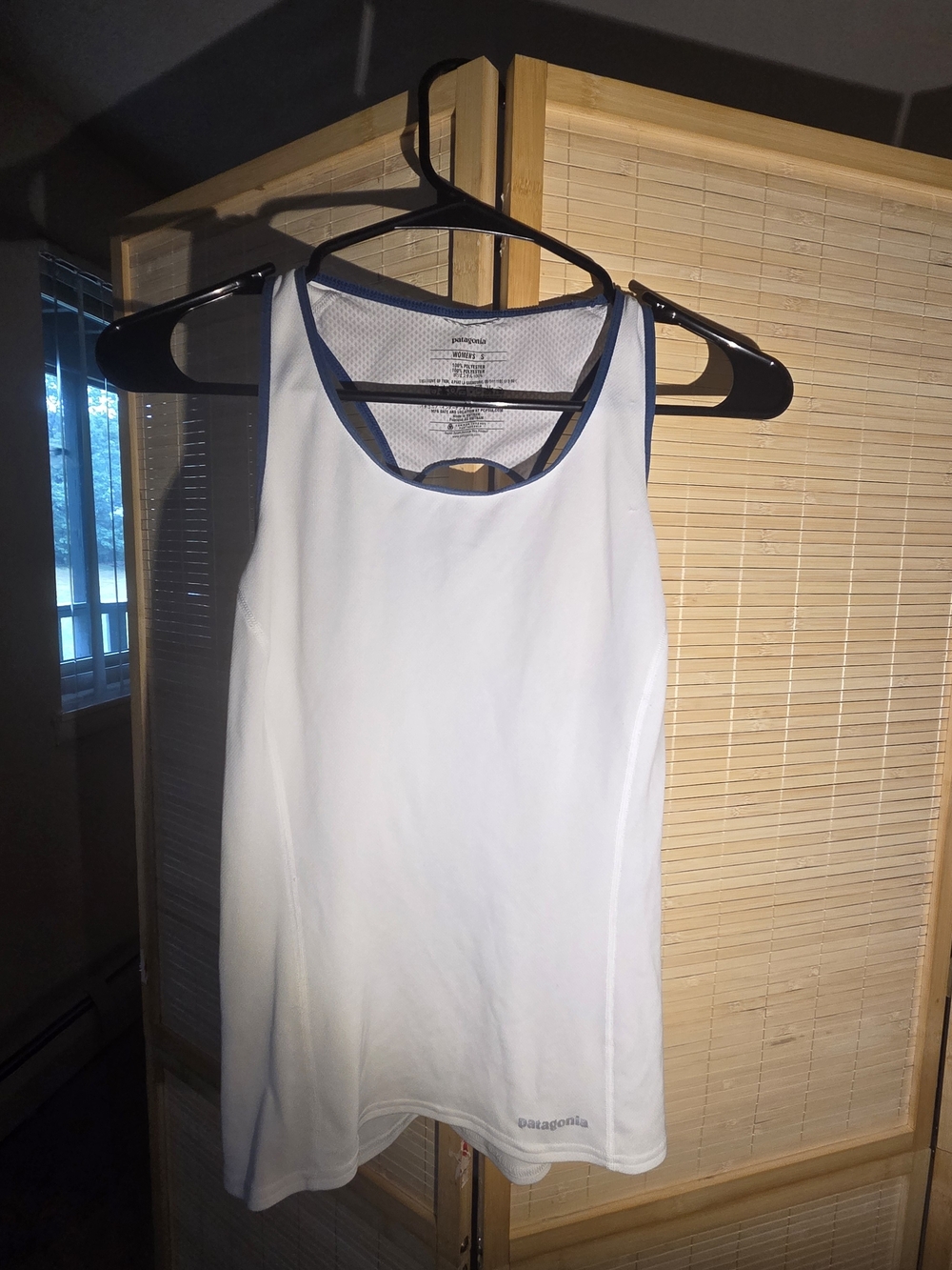 Patagonia White Athletic Tank Top with Navy Trim